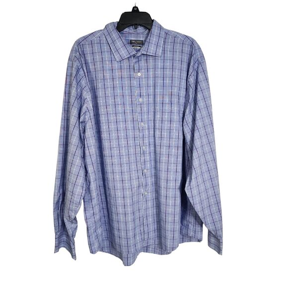 Van Heusen Mens Dress Flex Shirt 18.5 36/37 Reg Blue Oeko Tex Button Long Sleeve - Picture 1 of 13